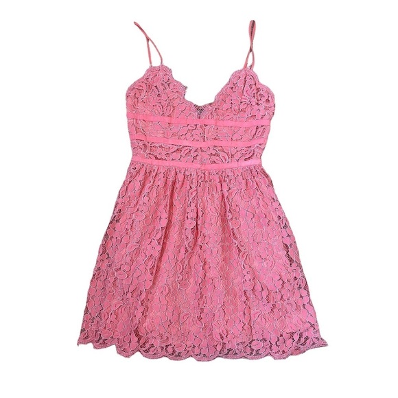 NBD REVOLVE Give It Up Romantic Summer Pink Lace Mini Dress Women's XS - Picture 3 of 13